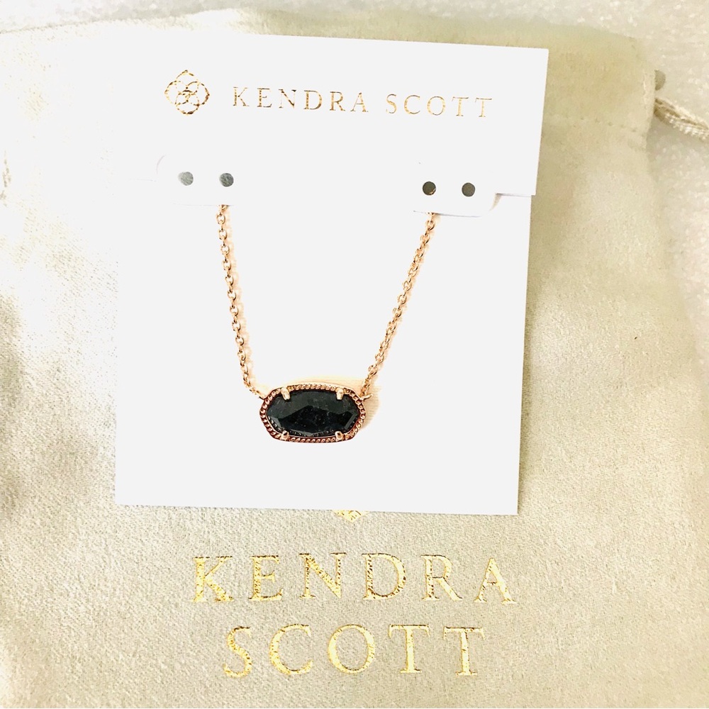 Kendra Scott Elisa Black Granite pendant necklace Rose gold Plated